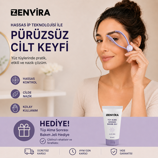 Zenvira™ İple Kaş Şekillendirme & Yüz Tüyü Alma Seti
